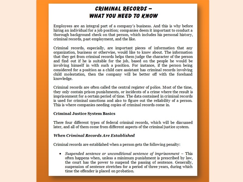 Factors To Discover Federal Criminal History Checks